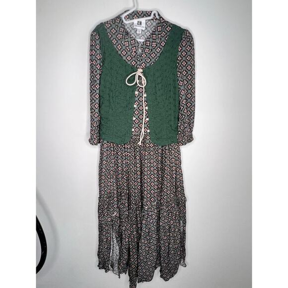 Vicky and Lucas Bohemian Printed Prairie Maxi Dress Women's Size XS - Picture 3 of 12